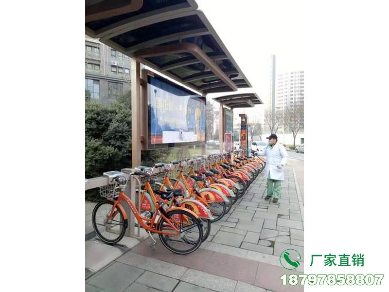 二道公交站点共享自行车棚